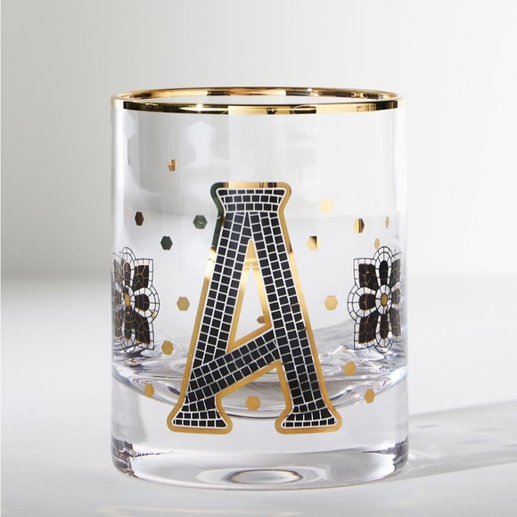 Anthropologie Bistro Subway “E” Old Fashioned Glass - Picture 2 of 9